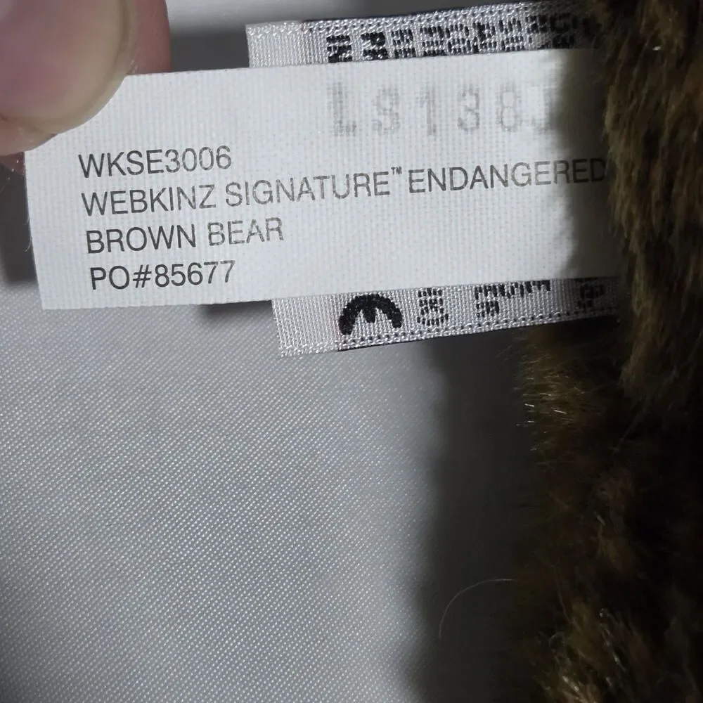 Webkinz Signature Brown Bear - ENDANGERED SPECIES - WKSE3006 - NEW WITH CODE